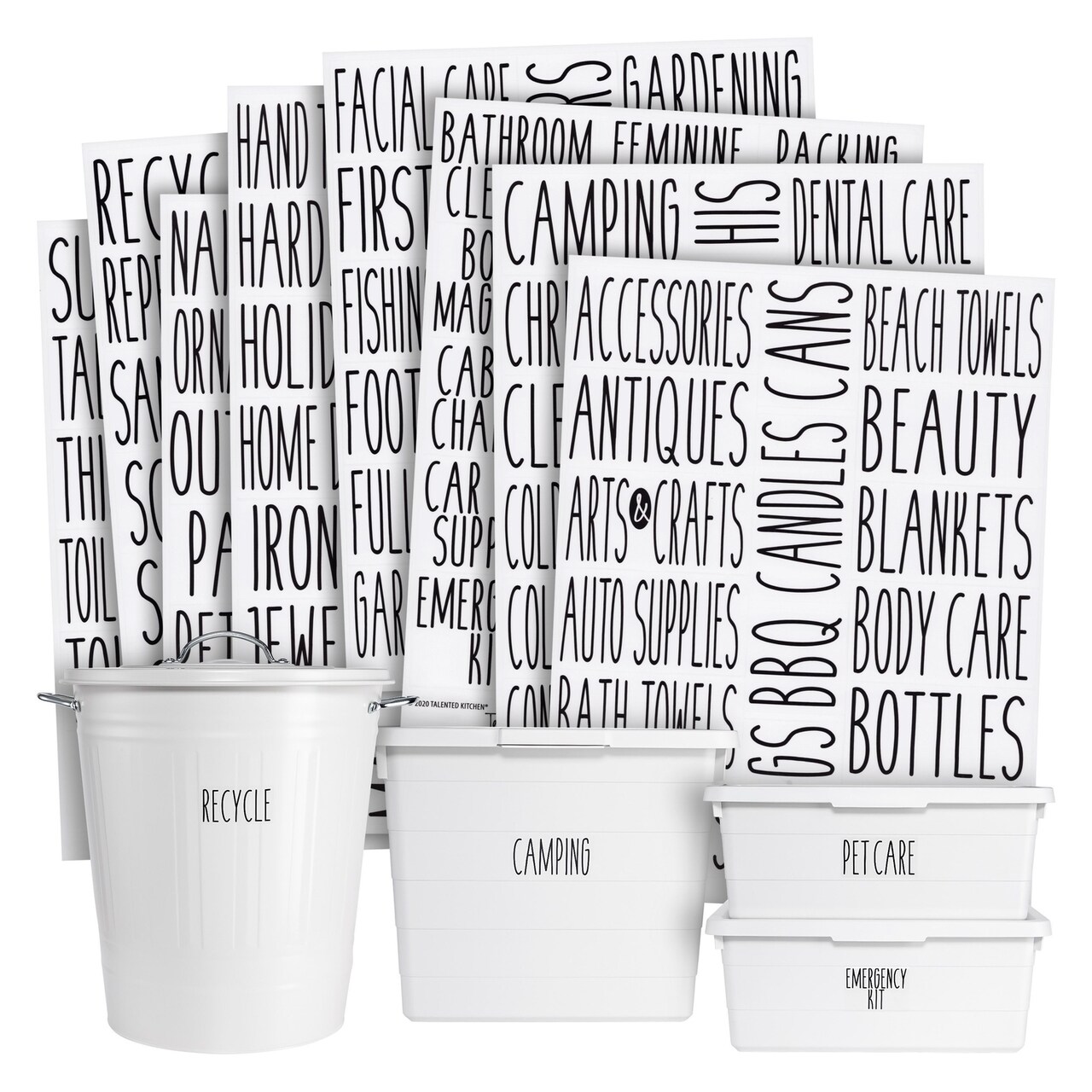 Talented Kitchen Storage Label Set - Clear Stickers for Home Organization - Garage Bin & Pantry Labeling - Waterproof Labels for Kitchen & Bathroom Organization - Pack of 138, 1" to 1.25" x 3", Black